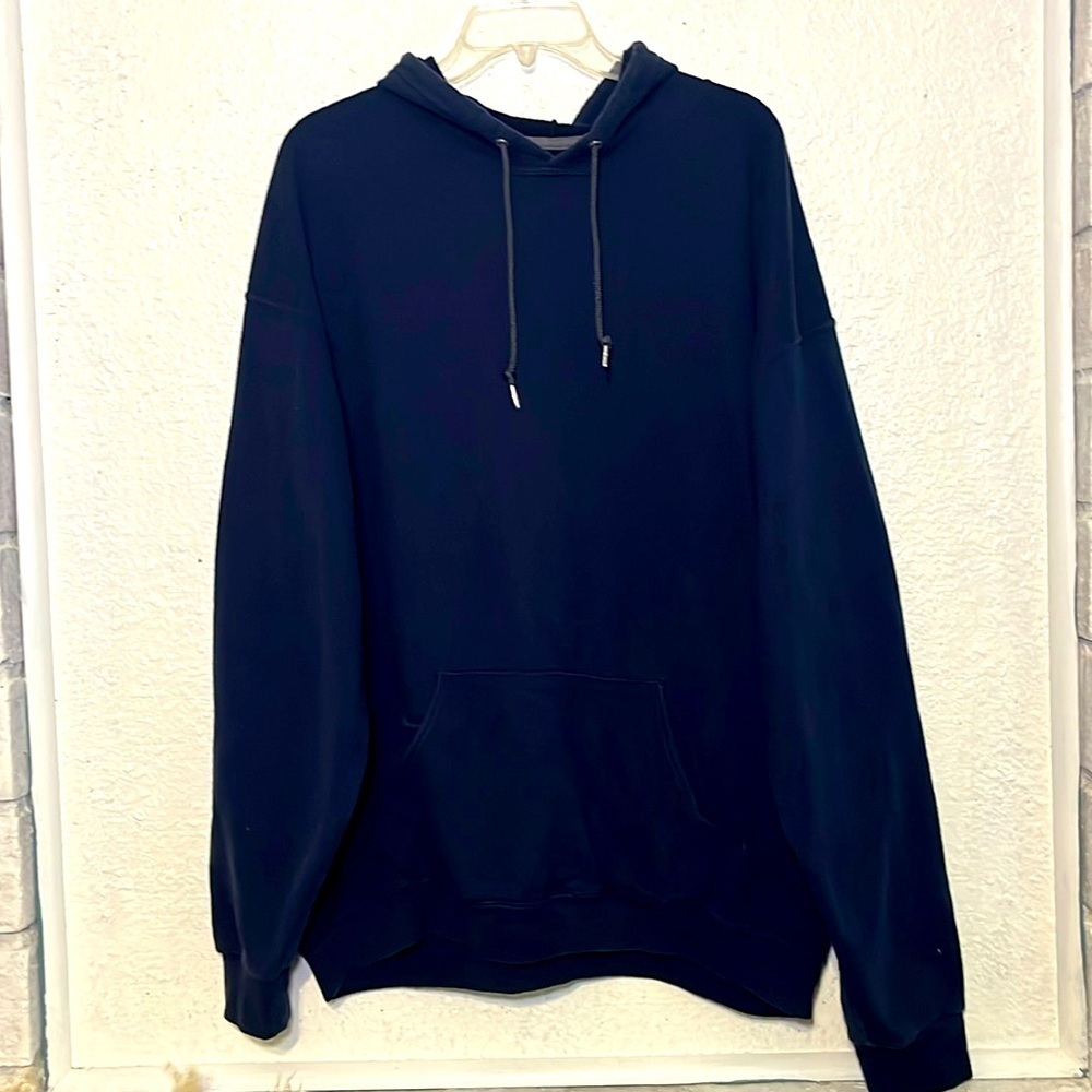 Fruit of the loom dark blue hooded pull over sweatshirt size 2XL